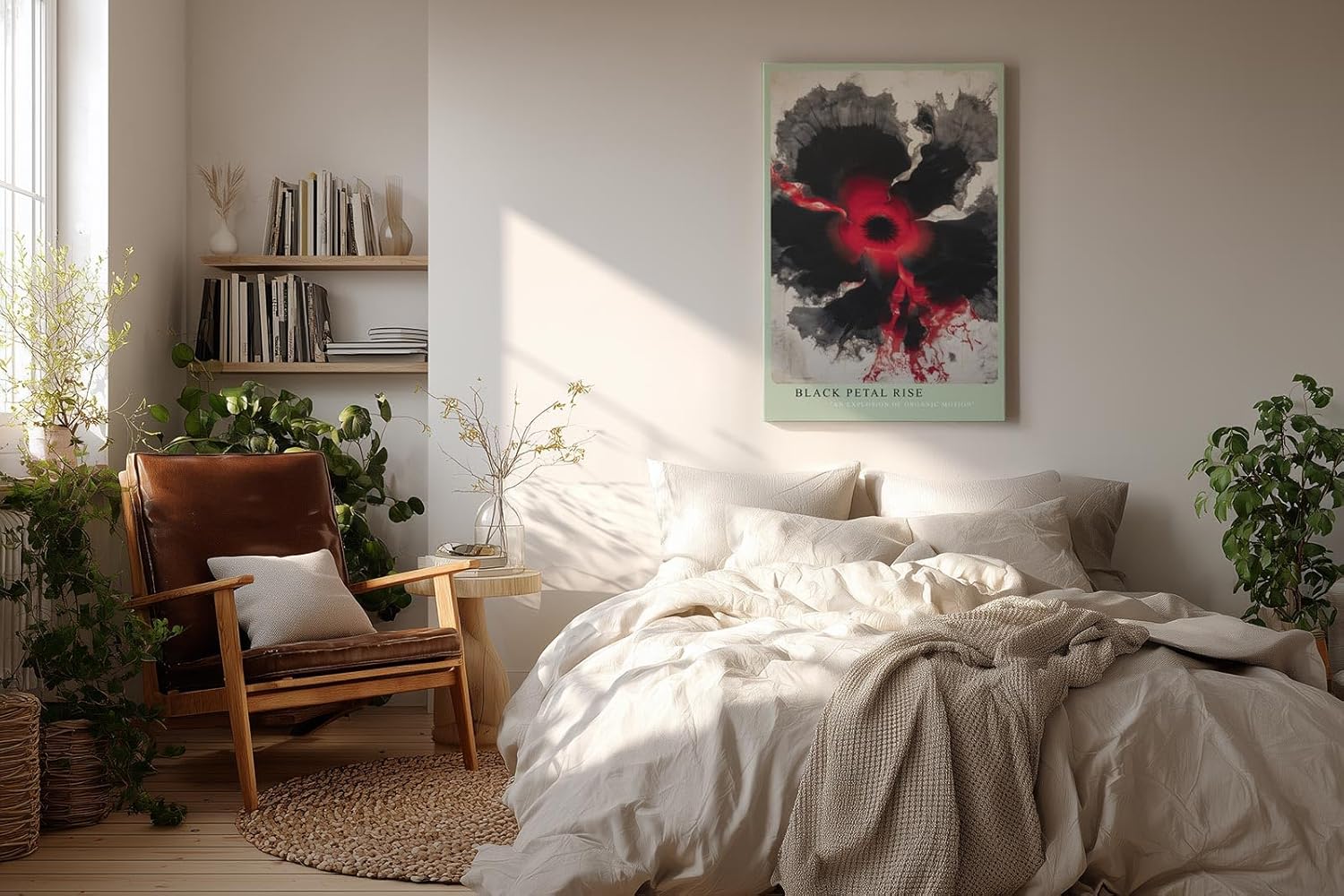 Paul Sinus Wandbild in 40x60cm Black Petal Rise in Rot und Schwarz – Abstrakte Explosion organischer Formen mit intensiver Ausdruckskraft