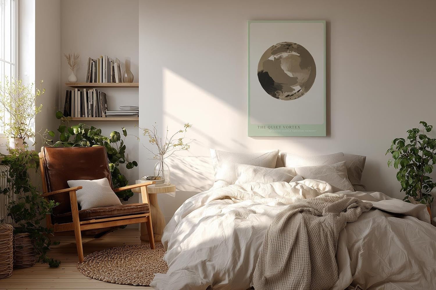 Paul Sinus Wandbild in 40x60cm The Quiet Vortex – Abstraktes Rundmotiv in sanften Sepiaund Brauntönen