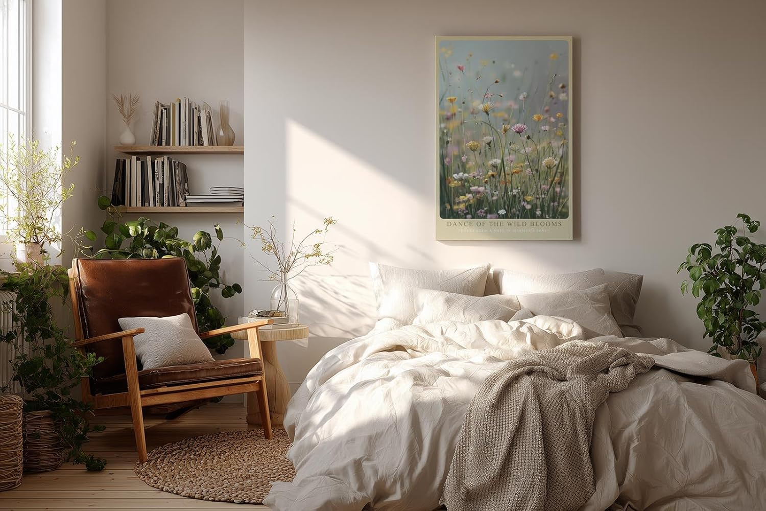 Paul Sinus Wandbild in 40x60cm Dance of the Wild Blooms Farbenfrohe Wildblumen im Sommerlicht vor sanftem Hintergrund für lebendige Raumgestaltung