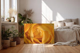 Sinus Art Wandbild 120x80cm Detailreiche Makroaufnahme einer gelben Rose – Symbol für Freundschaft und Freude