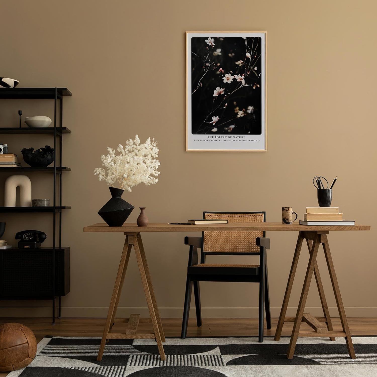 Paul Sinus Leinwandbild 80x120cm The Poetry of Nature Leinwandbild filigrane Blüten auf dunklem Hintergrund poetische Naturkunst mit eleganter Ästhetik