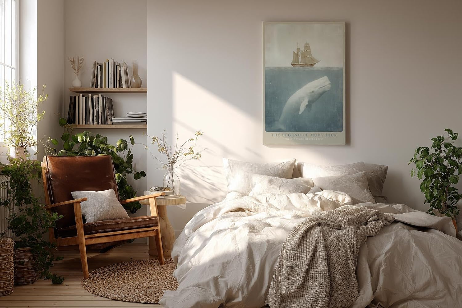 Paul Sinus Wandbild in 40x60cm The Legend of Moby Dick – Segelschiff und weißer Wal in maritimer Komposition
