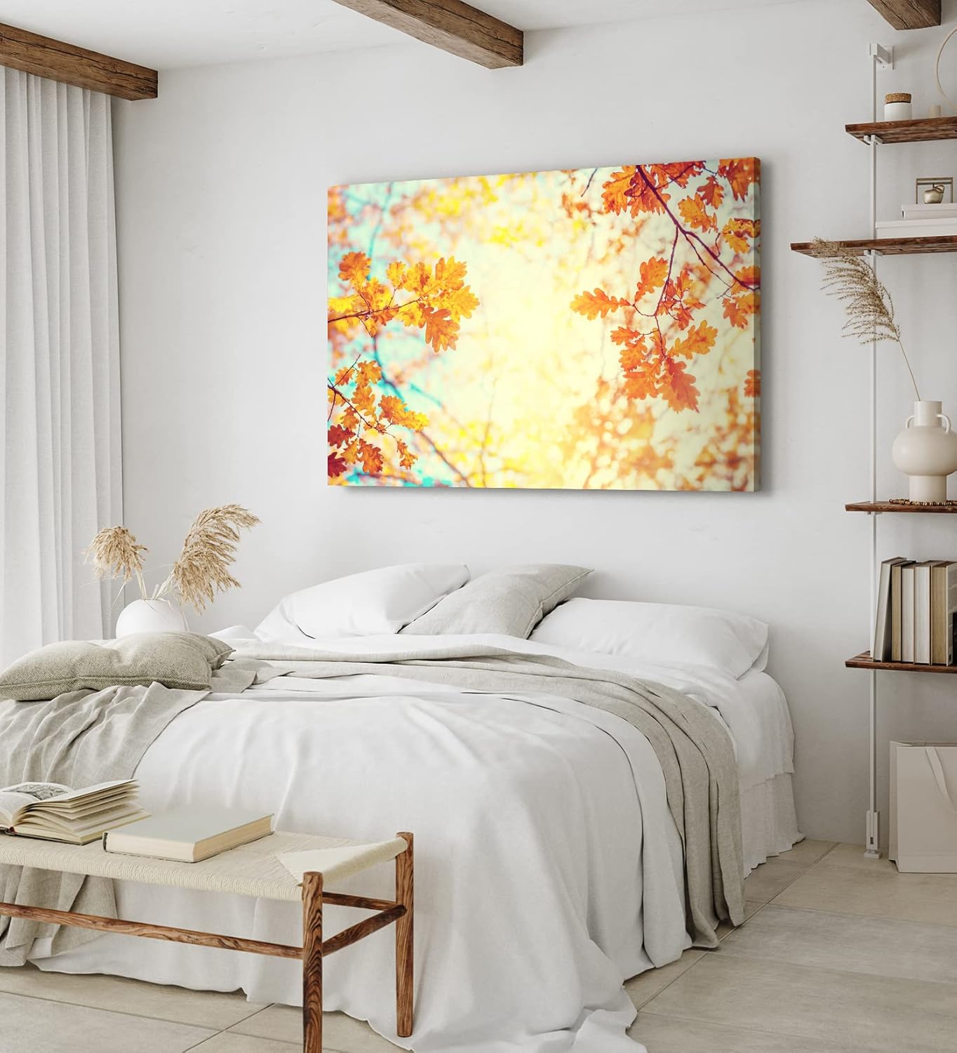 Paul Sinus Wandbild 120x80cm Eichenblatt Blatt Herbst Herbstblätter Baum Sonnenschein