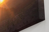 Sinus Art Wandbild 120x80cm Dramatische Landschaft mit Felsformationen im Gegenlicht der aufgehenden Sonne erzeugt Weite und Ruhe