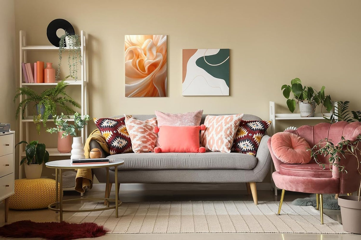 Paul Sinus 60x90cm Wandbild Fließende Blütenseide in Apricot – Sinnliche Wandkunst mit floraler Tiefe Blume