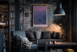 Paul Sinus Wandbild in 40x60cm Einsamer Ruderer bei Sonnenuntergang zwischen Bergketten in sanften Lilatönen