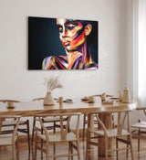 Wandbild 120x80cm Porträt einer jungen Frau Make Up Farbenfroh Kunstvoll