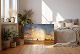 Sinus Art Wandbild 120x80cm Weite Felder im goldenen Abendlicht mit ausdrucksstarkem Himmelspanorama