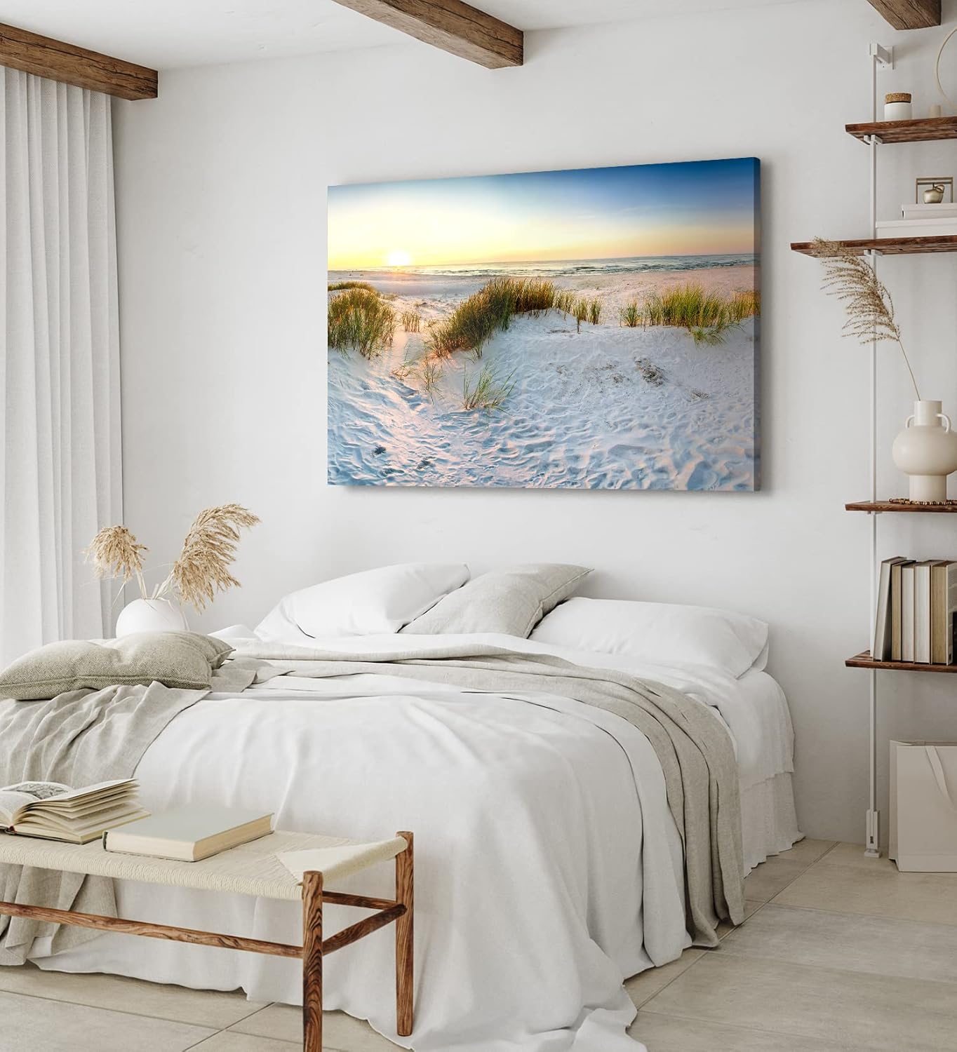 Paul Sinus Wandbild 120x80cm Ostsee Strand Sand Meer Sonnenuntergang Horizont