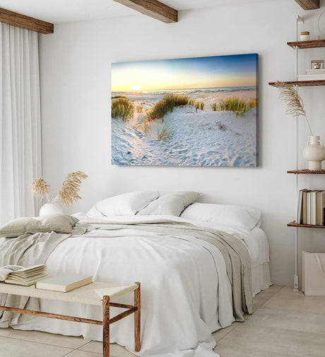 Paul Sinus Wandbild 120x80cm Ostsee Strand Sand Meer Sonnenuntergang Horizont