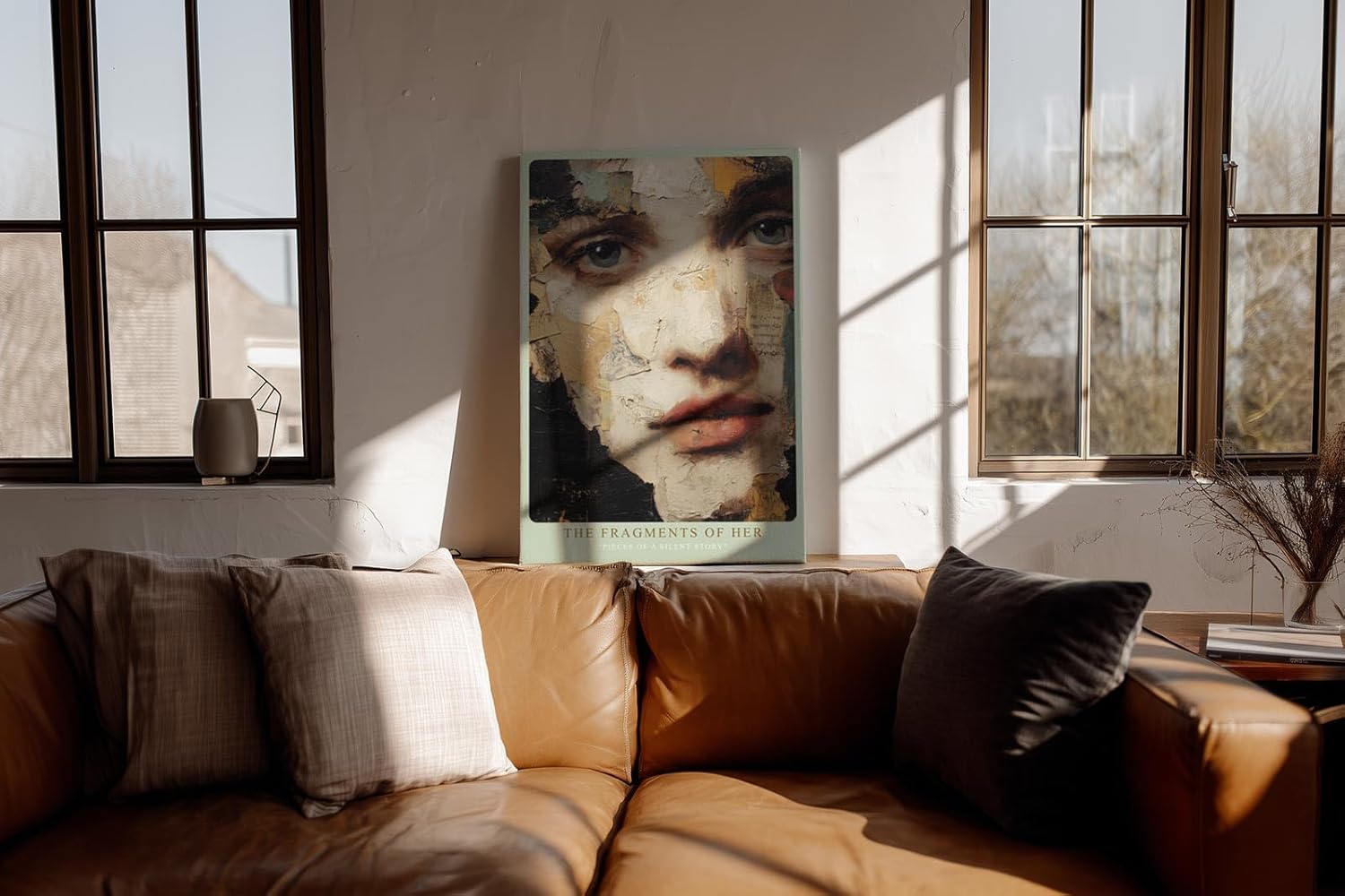 Paul Sinus Wandbild in 40x60cm fragmentiertes Frauenporträt in Mixed-Media-Technik – ausdrucksstarkes Kunstmotiv für moderne Wohnund Galerieräume