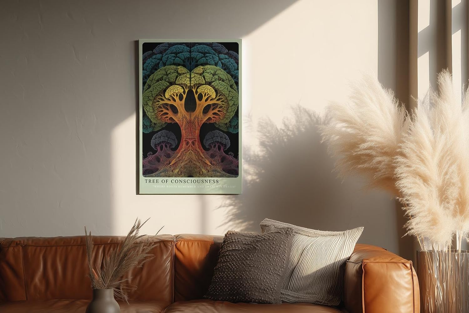 Paul Sinus Wandbild in 40x60cm Tree of Consciousness – farbenprächtiger Baum mit symmetrischer Struktur, abstrakte Naturmetapher