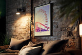 Paul Sinus Kunstdruck 40x60cm Sunset Fair mit Riesenrad und Achterbahn im Abendlicht