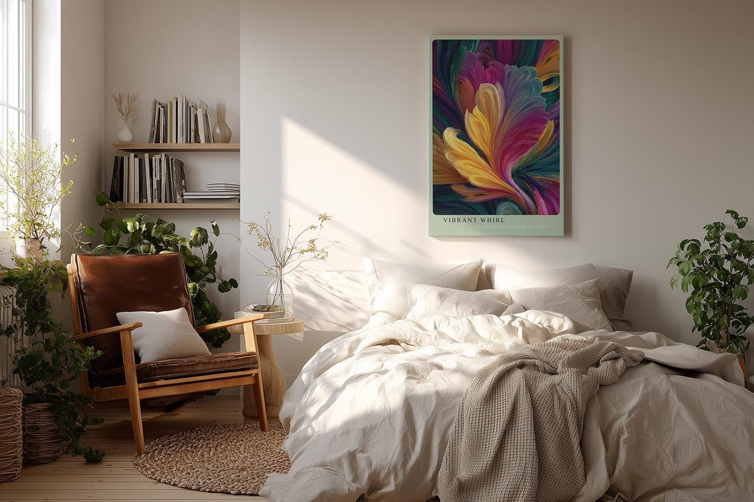 Paul Sinus Wandbild in 40x60cm Vibrant Whirl – Abstrakte Farbexplosion in dynamischen Wirbeln mit leuchtenden Gelb-, Rot-, Blauund Lilatönen