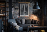 Paul Sinus Wandbild in 40x60cm The Silent Crowd Silhouetten einer Menschenmenge vor hoch aufragender Skyline in grauer Farbkomposition