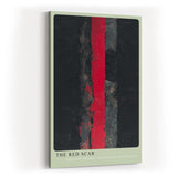 Paul Sinus Wandbild in 40x60cm The Red Scar – Abstraktes Kunstwerk mit intensivem rotem Streifen auf dunklem Grund
