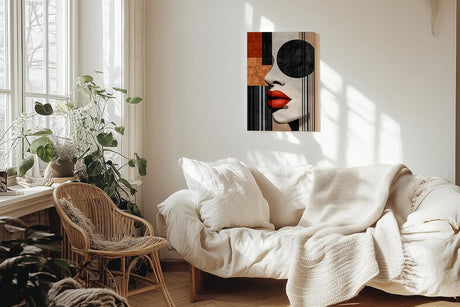 Paul Sinus 60x90cm Wandbild Urban Glamour – Abstraktes Frauenporträt in kraftvoller Form auf Leinwand Holzrahmen