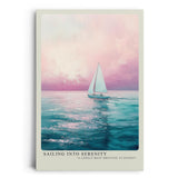Paul Sinus Leinwandbild 80x120cm Segelboot in sanfter Abendstimmung mit rosa Himmel und ruhigem Wasser – kunstvolles Leinwandbild