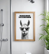 Paul Sinus Poster/Leinwandbild/Rahmenoption Lustiges Lamabild – Coole Klo-Deko fürs Gäste-WC – Perfekt für Humorvolle