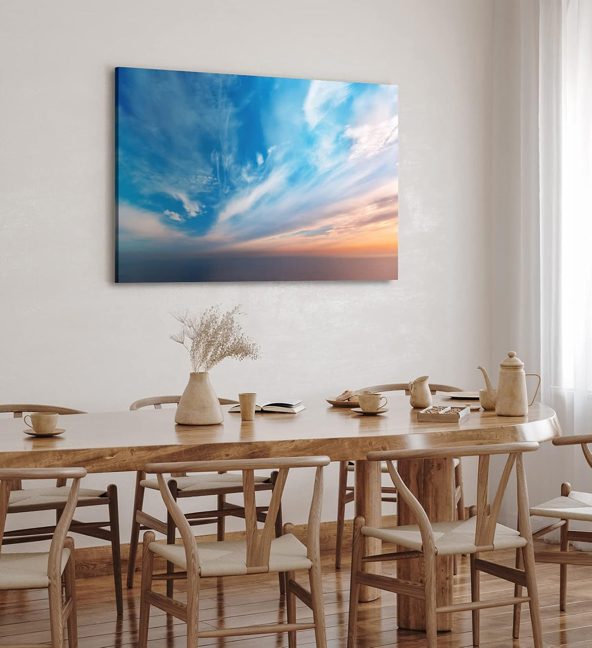 Paul Sinus Wandbild 120x80cm Himmel Meer Horizont Wolken Blau Sonnenuntergang