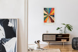 Paul Sinus Leinwandbild 80x120cm abstrakte Farbexplosion mit Vintage-Texturen und dynamischer Energie – kunstvolles Leinwandbild für moderne Raumgestaltung