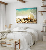Paul Sinus Wandbild 120x80cm Muschel Strand runde Steine Meer Sommer Sonne