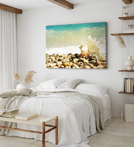 Paul Sinus Wandbild 120x80cm Muschel Strand runde Steine Meer Sommer Sonne