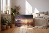 Sinus Art Wandbild 120x80cm Stimmungsvolle Komposition aus Sternenhimmel, Bergen und stiller Wasserfläche