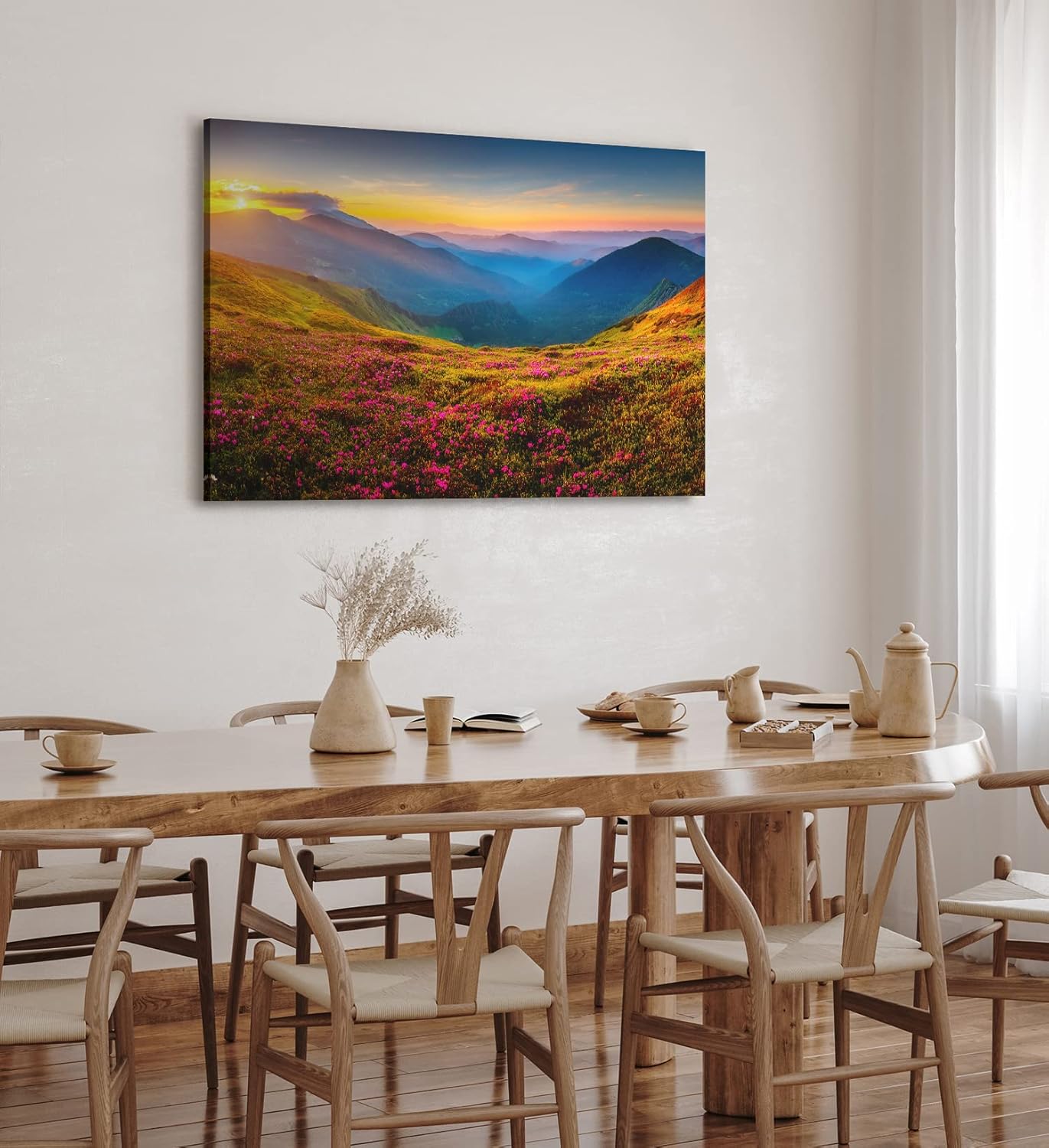 Paul Sinus Wandbild 120x80cm Berglandschaft Alpen Wiese Sommerwiese Sonnenuntergang