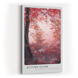 Paul Sinus Kunstdruck 40x60cm Autumn Glade – Waldlandschaft in Rot und Rosa mit Nebelstimmung und herbstlichem Licht