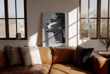 Paul Sinus Wandbild in 40x60cm abstraktes Porträt im digitalen Pixelund Linienstil – modernes Kunstmotiv in Schwarz-Weiß