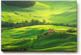 Sinus Art Wandbild 120x80cm Atemberaubende Landschaft der Toskana mit sanften Hügeln und typisch italienischer Architektur