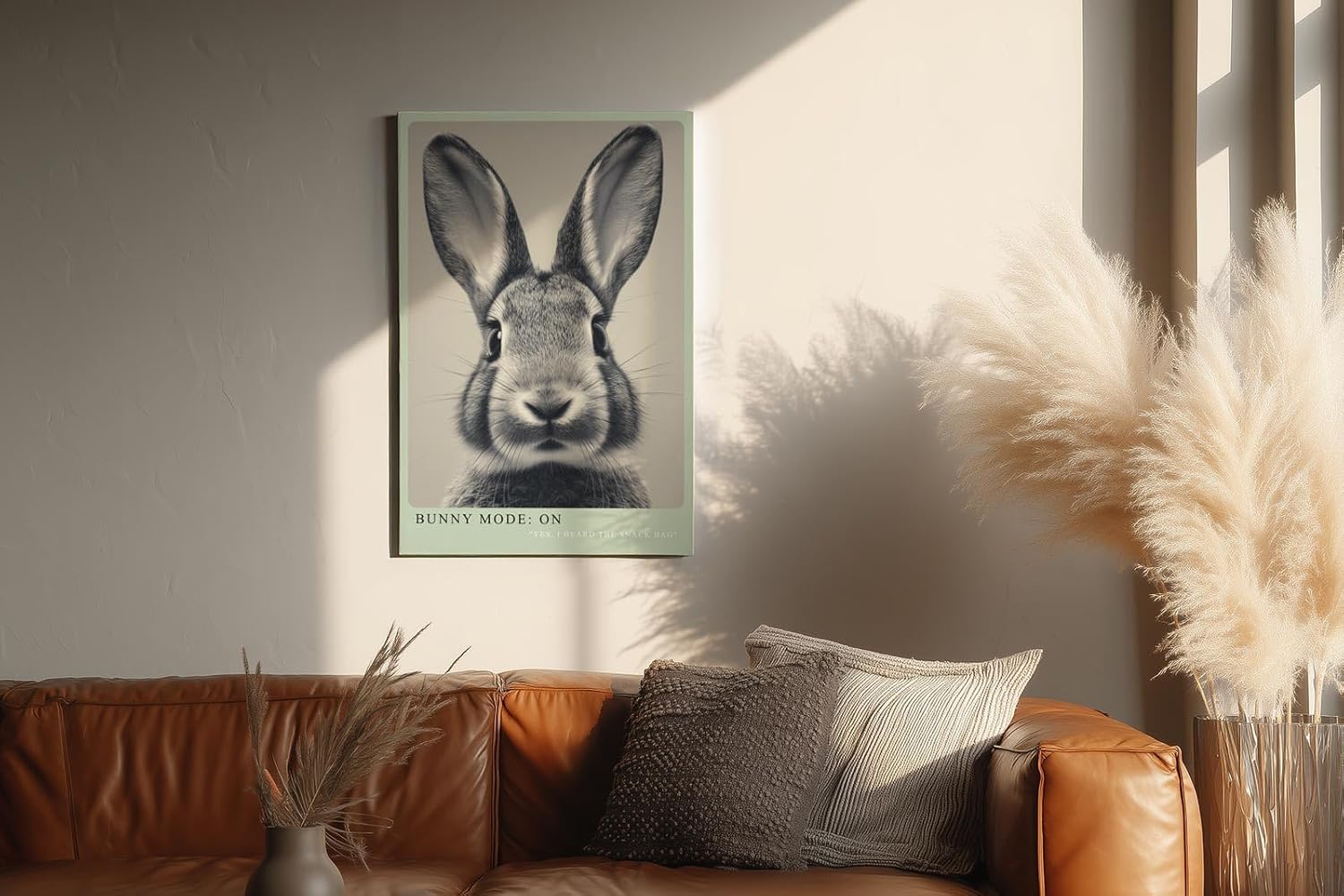 Paul Sinus Wandbild in 40x60cm Bunny Mode: On – Humorvolles Kaninchenporträt in Schwarz-Weiß mit neugierigem Blick