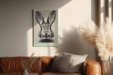 Paul Sinus Wandbild in 40x60cm Bunny Mode: On – Humorvolles Kaninchenporträt in Schwarz-Weiß mit neugierigem Blick