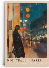 Paul Sinus Leinwandbild 40x60cm Leinwandbild Nightfall in Paris romantische Stadtkunst geheimnisvolle Atmosphäre nächtliche Eleganz urbane Ästhetik