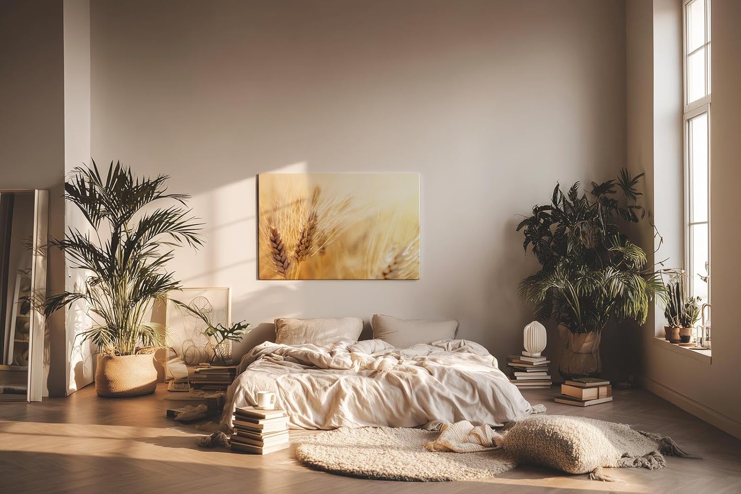 Sinus Art Wandbild 120x80cm Sommerliches Kornfeld mit Weizenähren in goldener Abendsonne