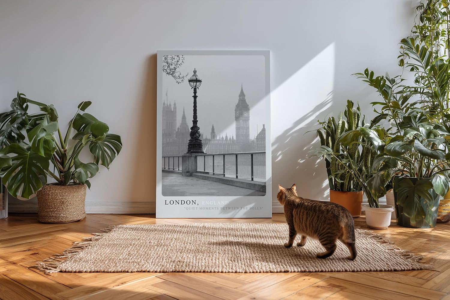 Paul Sinus Kunstdruck 40x60cm London England Big Ben Schwarzweiß Stadt Nostalgie Regen