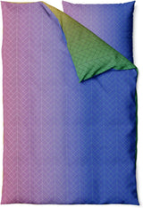 Sinus Art Bettwäsche 135x200 cm + 80x80 cm – Farbverlauf in Grün-Gelb mit violetter Rückseite – Modernes Chevron-Muster – Mikrofaser mit Reißverschluss