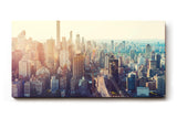 Sinus Art Wandbild 120x80cm Stimmungsvolle Stadtsilhouette mit Brooklyn Bridge und Sonnenlicht über Manhattan