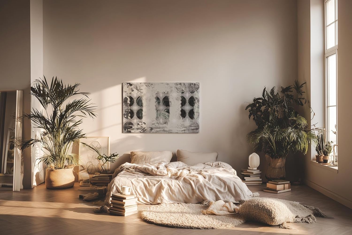 Sinus Art Wandbild 120x80cm Auffälliges Kreisdesign in Schwarz-Weiß sorgt für eine minimalistische und gleichzeitig dynamische Bildwirkung