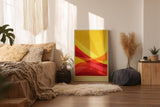 Paul Sinus Wandbild in 40x60cm The Sun's Curtain – Abstrakte Wellen in leuchtendem Gelb und Rot für moderne Wohnräume