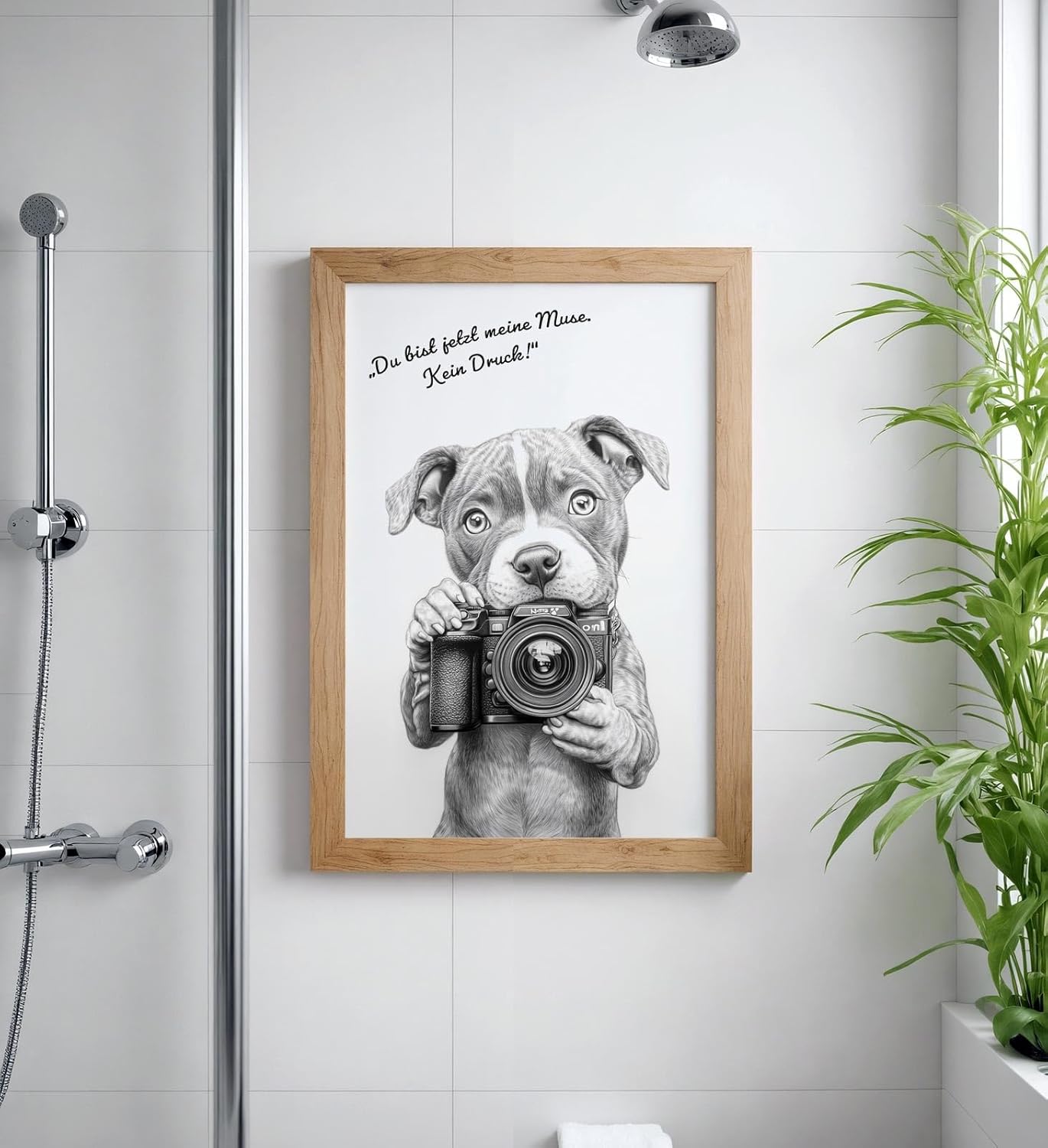 Paul Sinus Poster/Leinwandbild/Rahmenoption Lustiges Hundebild – Witzige Klo-Deko fürs Gäste-WC – Perfekt für Fotografie-Fans