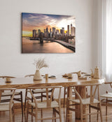 Paul Sinus Wandbild 120x80cm New York Manhattan Wolkenkratzer Skyline Sonnenuntergang