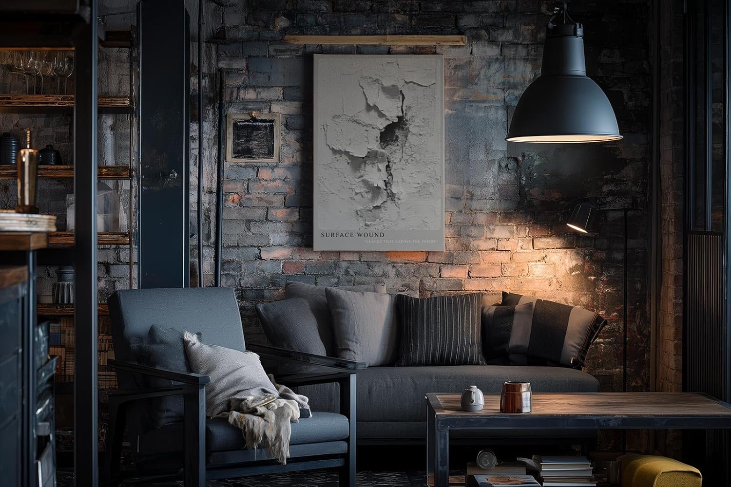 Paul Sinus Wandbild in 40x60cm Surface Wound Strukturiertes Wandmotiv mit sichtbarem Riss