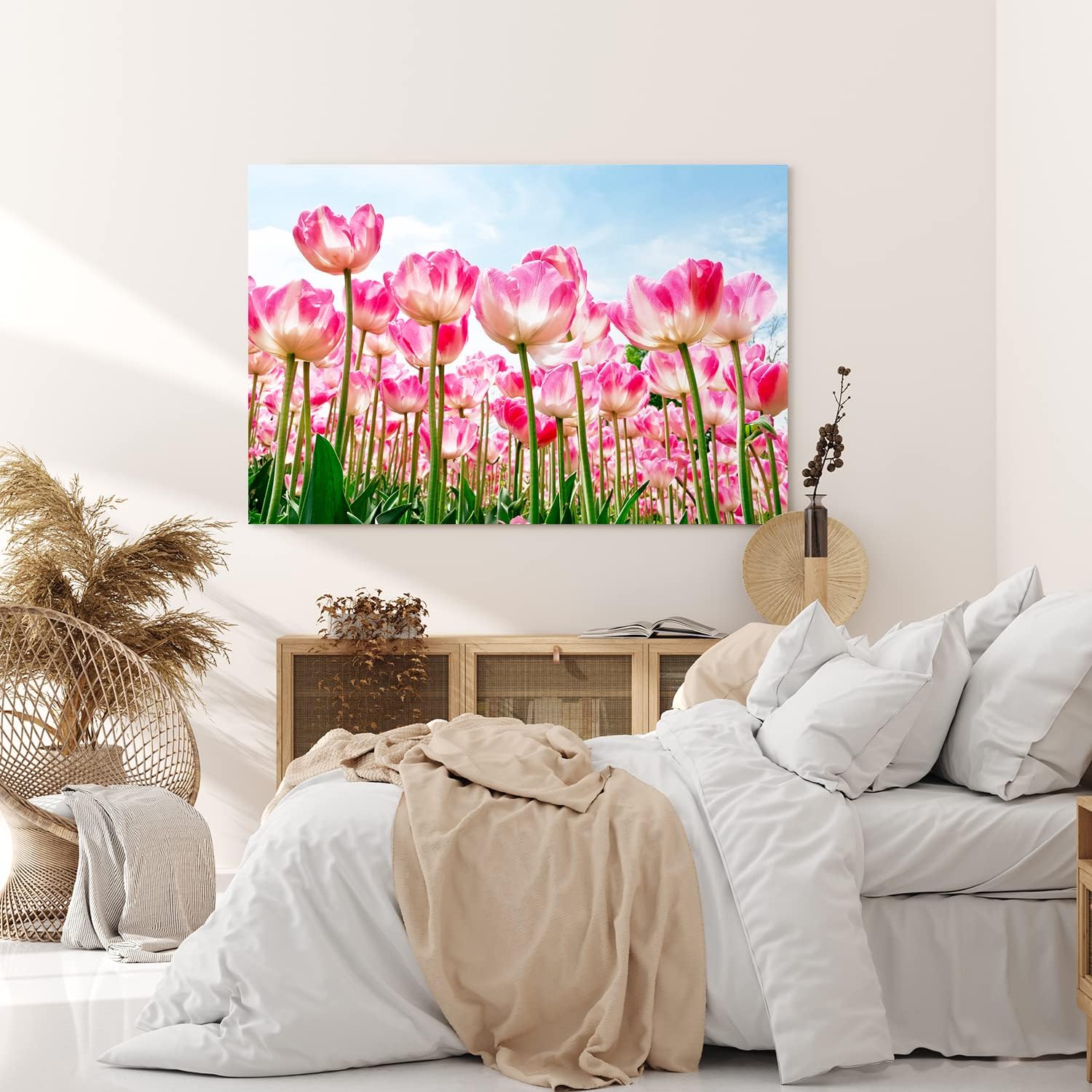 Paul Sinus Wandbild 120x80cm Tulpen Blumen Blüten Sommer Sonnenschein Rosa