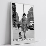 Paul Sinus Leinwandbild 80x120cm Leinwandbild Retro Chic in Paris – Stilvolle Vintage-Fotografie mit eleganter Frau, französisches Flair