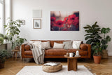 Sinus Art Wandbild 120x80cm Ruhige Szene mit roten Mohnblumen in weicher Unschärfe und natürlichem Licht