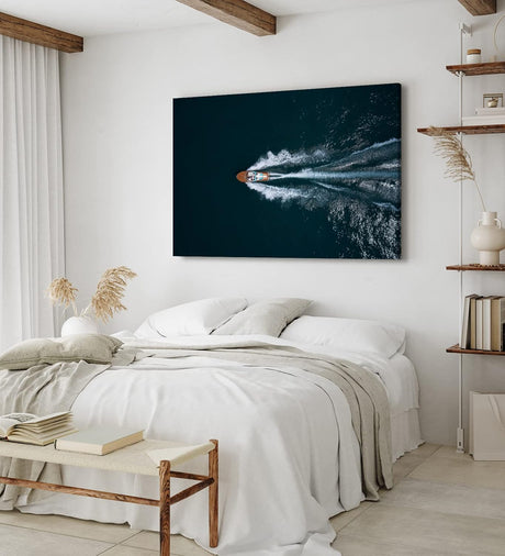Paul Sinus Wandbild 120x80cm Speedboot aus der Luft Motorboot Sportboot Meer