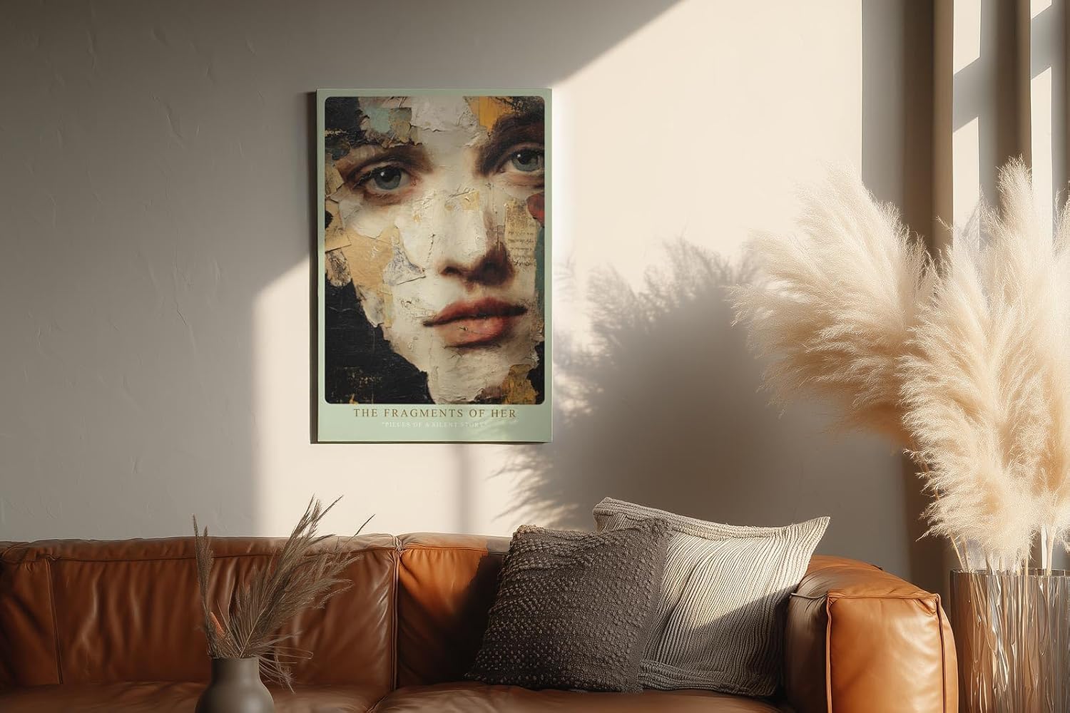 Paul Sinus Wandbild in 40x60cm fragmentiertes Frauenporträt in Mixed-Media-Technik – ausdrucksstarkes Kunstmotiv für moderne Wohnund Galerieräume