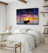 Paul Sinus Wandbild 120x80cm See Abendröte Sonnenuntergang Fischerboot Boot
